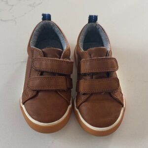 Brown Kids Shoes with Velcro Straps- 7C